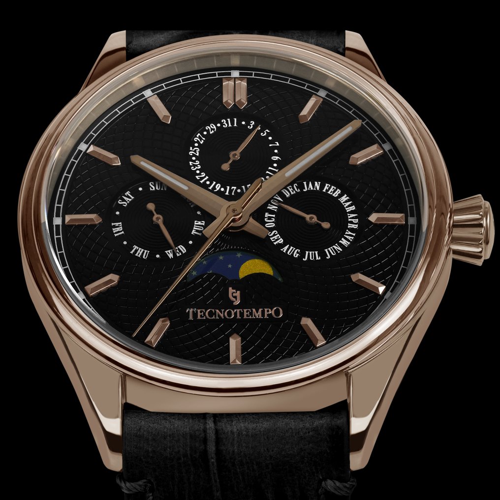 Tecnotempo - "MoonMaster" - Full Calendar & Moon Phase - 39mm - Limited Edition - TT.50MF.GLW (gold tone) - Men - 2020+ #1.0