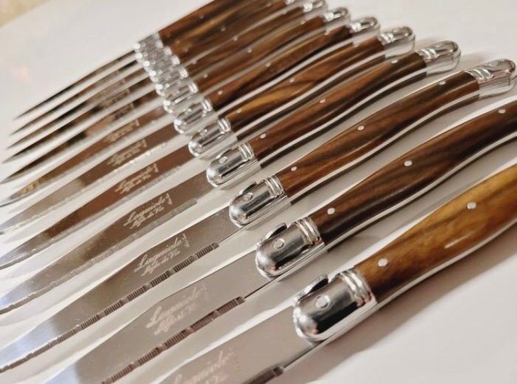 Laguiole - Style de Vie - Ensemble de couteaux de table - 12 couteaux à steak Laguiole (brun) avec certificat d'authenticité - Acier (inoxydable), ABS #2.1