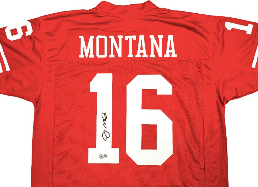 NFL Football - Joe Montana - Autograph - Red Custom Football Jersey #1.0