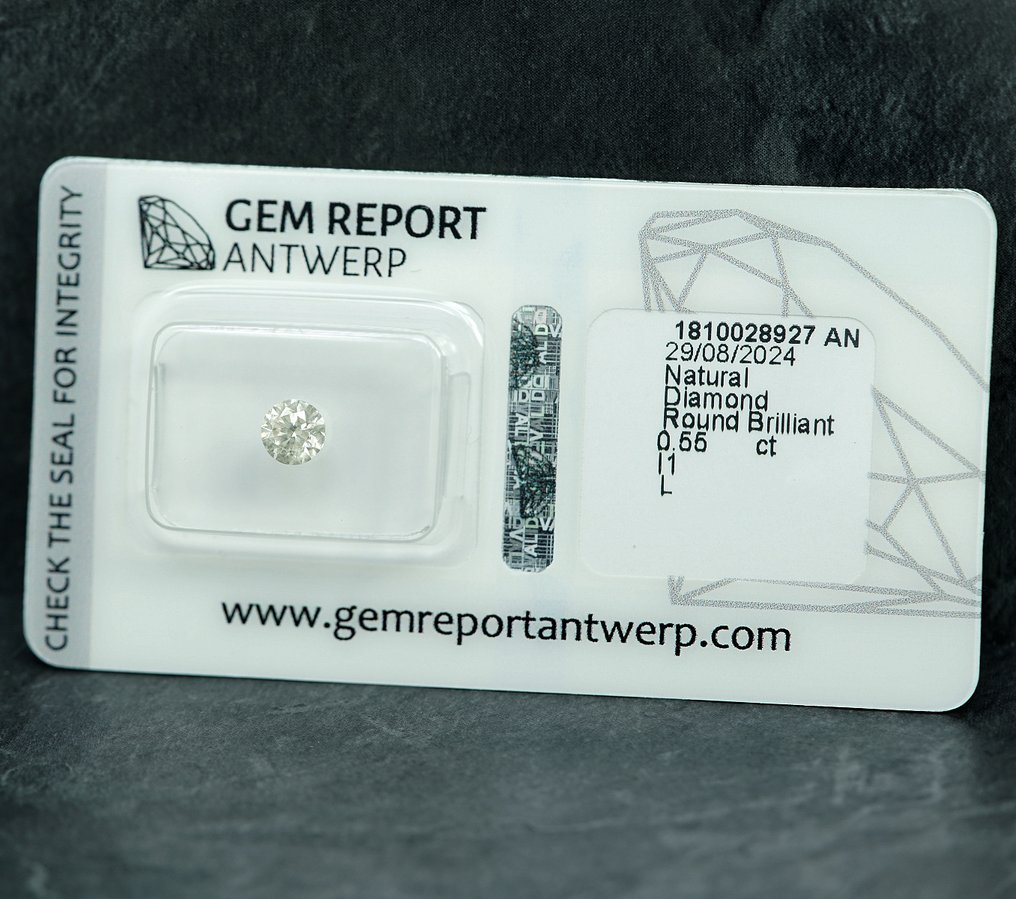 1 pcs Diamant (Natural) - 0.55 ct - L - I1 - Gem Report Antwerpen (GRA) #1.0