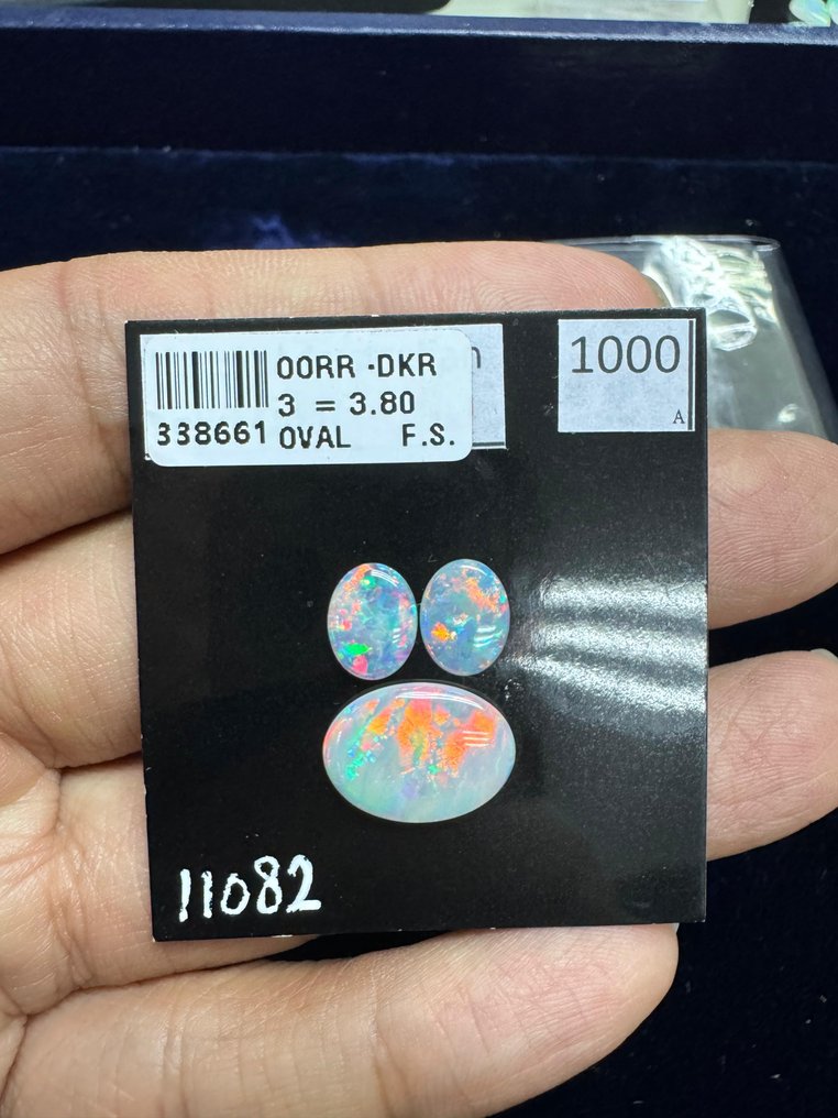 3 pcs  Flerfarget Opal  - 4.01 ct - Antwerpen laboratorium for edelsten testing (ALGT) - Coober Pedy Sør-AU #1.0
