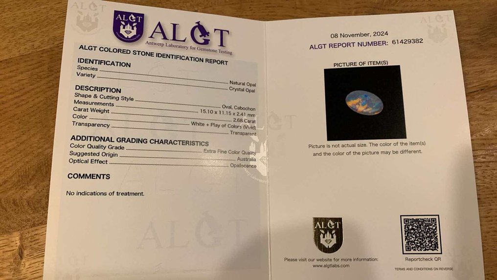 3 pcs  Flerfarget Opal  - 4.01 ct - Antwerpen laboratorium for edelsten testing (ALGT) - Coober Pedy Sør-AU #4.3