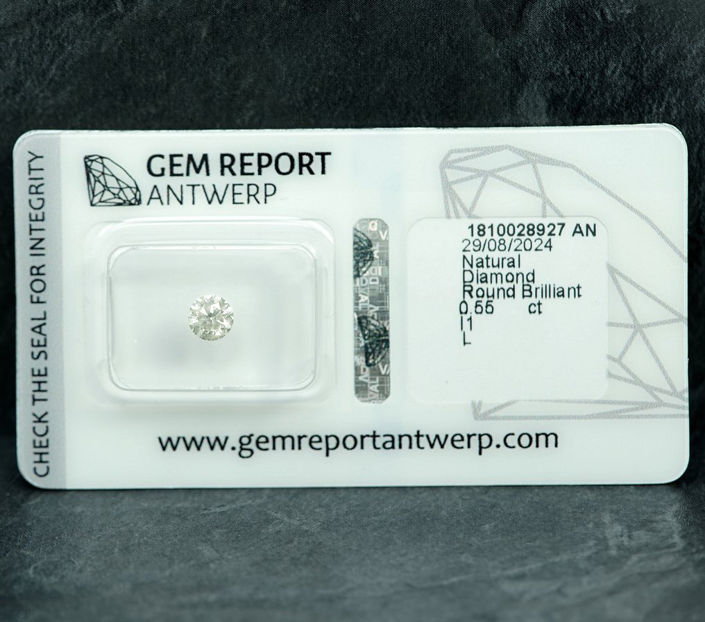 1 pcs Diamant (Natural) - 0.55 ct - L - I1 - Gem Report Antwerpen (GRA) #1.0