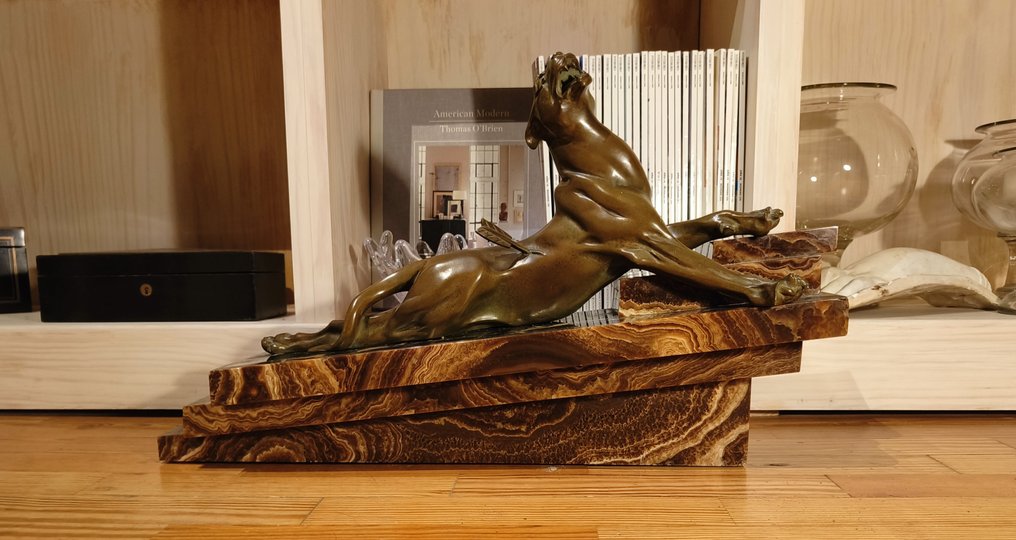 Charles Valton - Γλυπτό, Leona herida - 37 cm - Πατιναρισμένος μπρούτζος #1.0