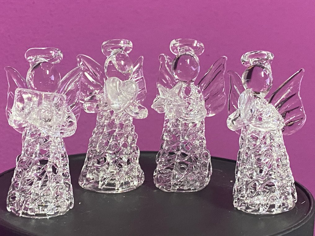 4 engeltjes van transparant glas - Statuetta - glazen engeltjes (4) - Vetro #1.0