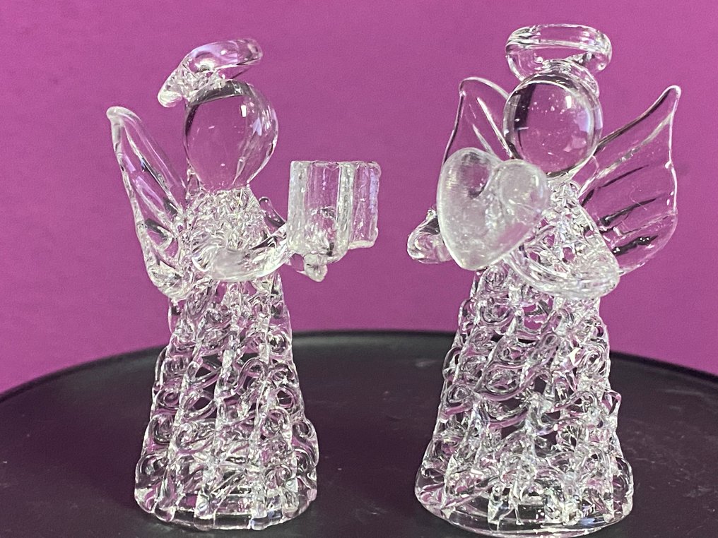 4 engeltjes van transparant glas - Statuetta - glazen engeltjes (4) - Vetro #3.2