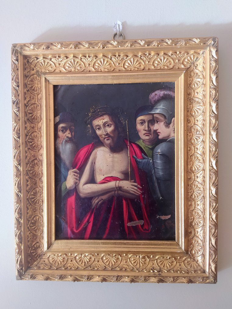 耶稣基督的热情 - 19世纪后期铜上油画，配金色木质框架。 - 1650-1700年 - 耶稣基督的热情 #3.2