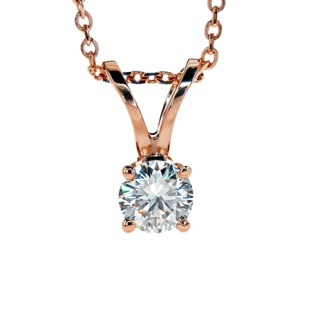 Halskette mit Anhänger - 14 kt Roségold - 0.24ct. tw. Diamant (Natürlich) #1.0