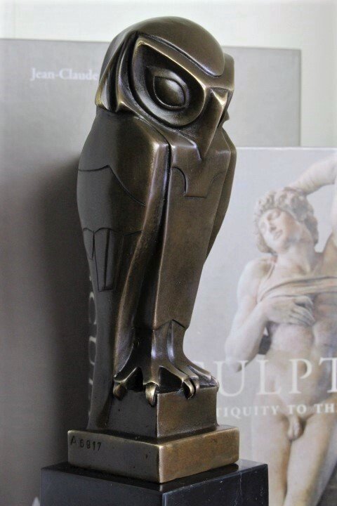 after Johan Coenraad Altorf - Γλυπτό, Owl - 2,8 kg - 33 cm - Πατιναρισμένος μπρούτζος #3.2