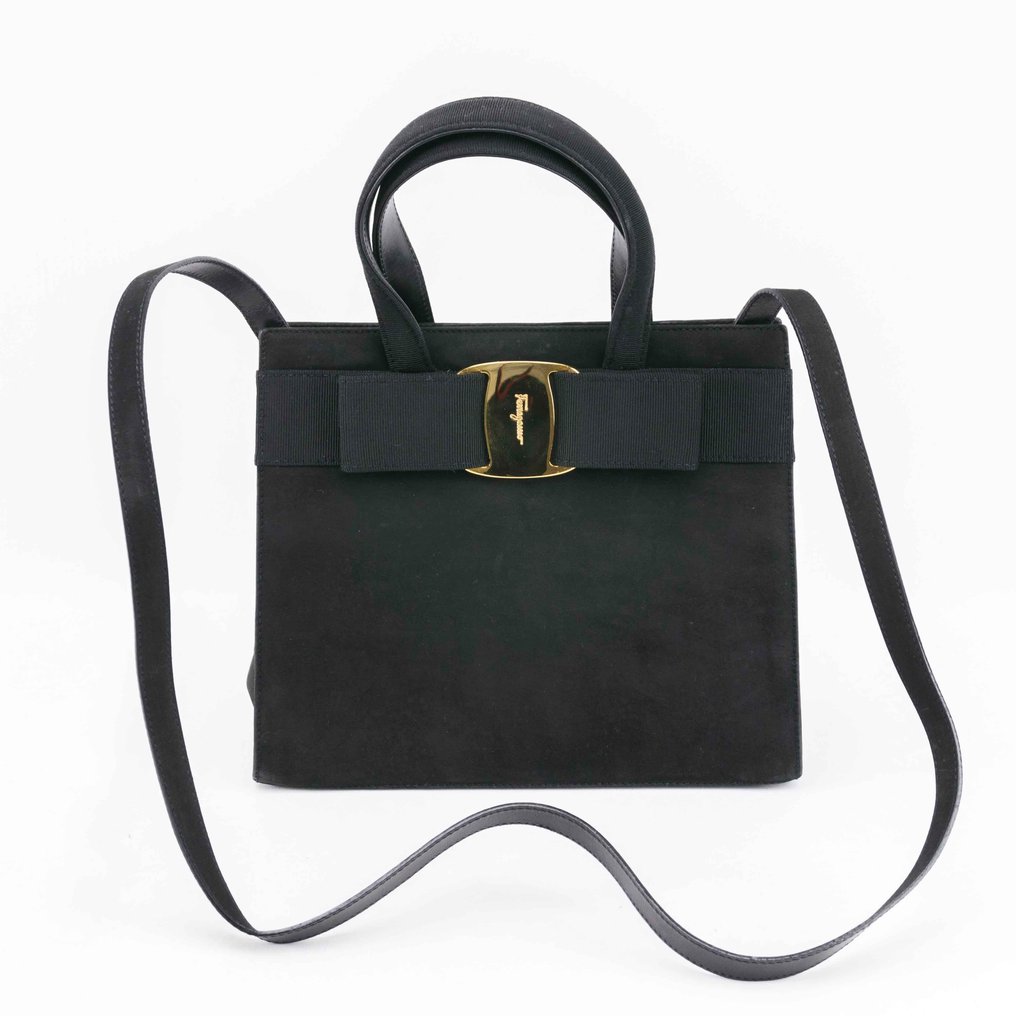 Salvatore Ferragamo Black Leather 2 way bag Handtasche auktion Catawiki