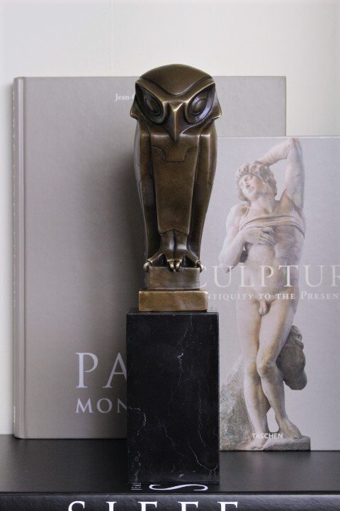 after Johan Coenraad Altorf - Γλυπτό, Owl - 2,8 kg - 33 cm - Πατιναρισμένος μπρούτζος #1.0