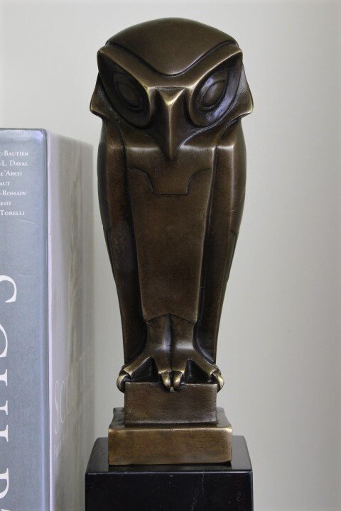 after Johan Coenraad Altorf - Γλυπτό, Owl - 2,8 kg - 33 cm - Πατιναρισμένος μπρούτζος #1.0