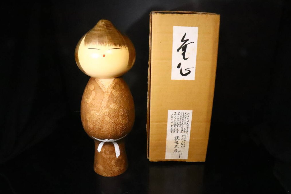 Kokeshi doll Titled Musin「無心」 - Wood - Masao Watanabe (渡辺正雄) - Japan -  Shōwa period (1926-1989) - auction online Catawiki