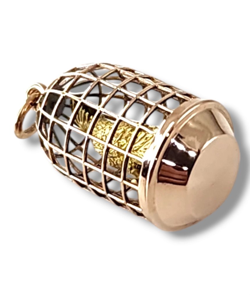 吊坠 - 14K包金 黄金, 帝俄时期,56k黄金蛋形吊坠配鹦鹉 #2.1