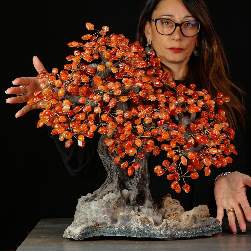 En eksklusiv samling af unikke og raffinerede stykker. Livets træ i karneol: Et symbol på forbindelse og levende elegance. - Højde: 500 mm - Bredde: 480 mm- 10502 g #1.0