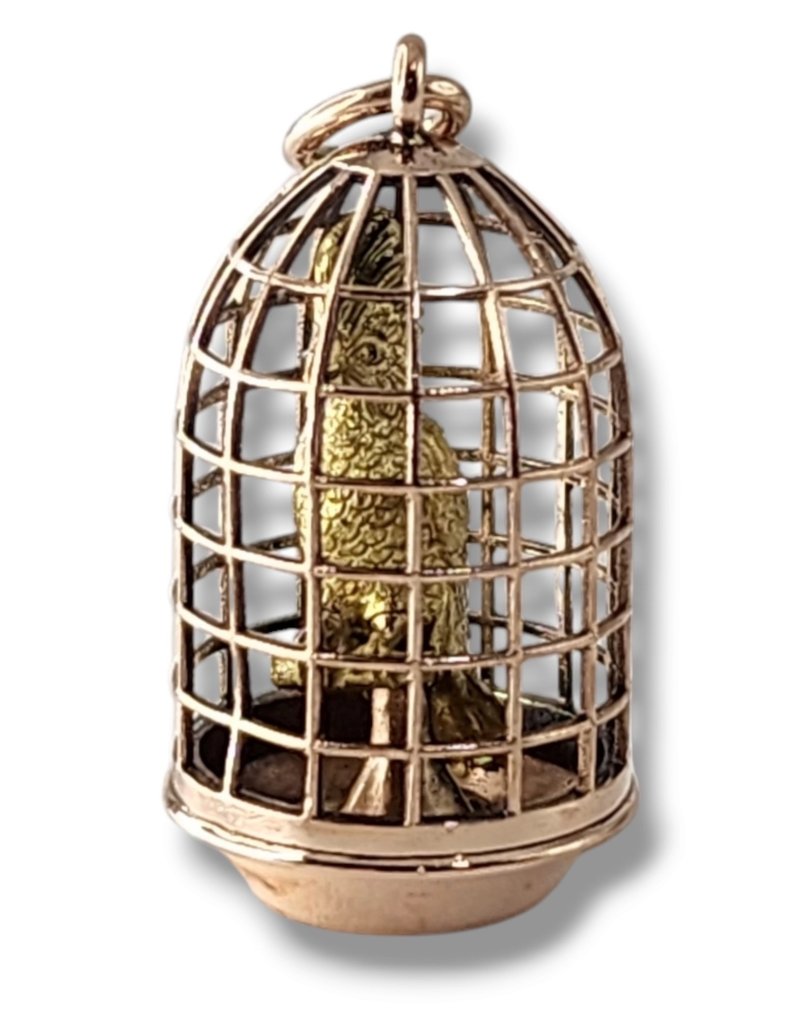 吊坠 - 14K包金 黄金, 帝俄时期,56k黄金蛋形吊坠配鹦鹉 #1.0