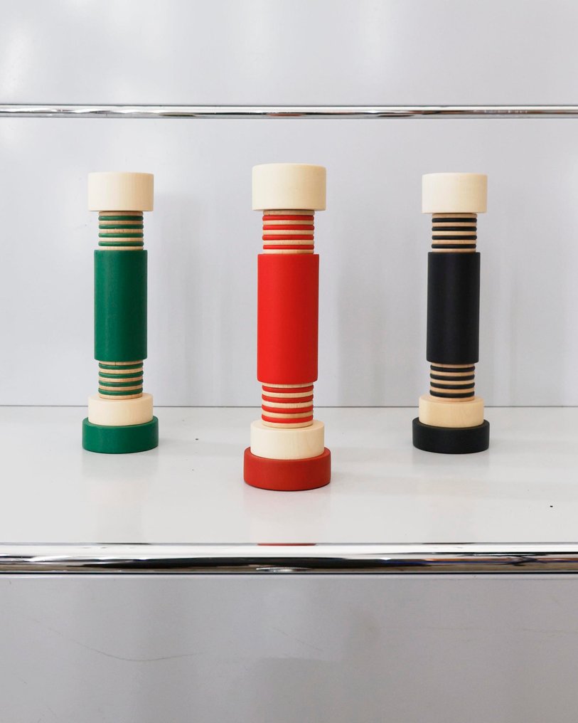 Alessi - Ettore Sottsass - 盐和胡椒瓶 - Twergi MP0215 - 木材（山毛榉） - 选择你的颜色 #2.1