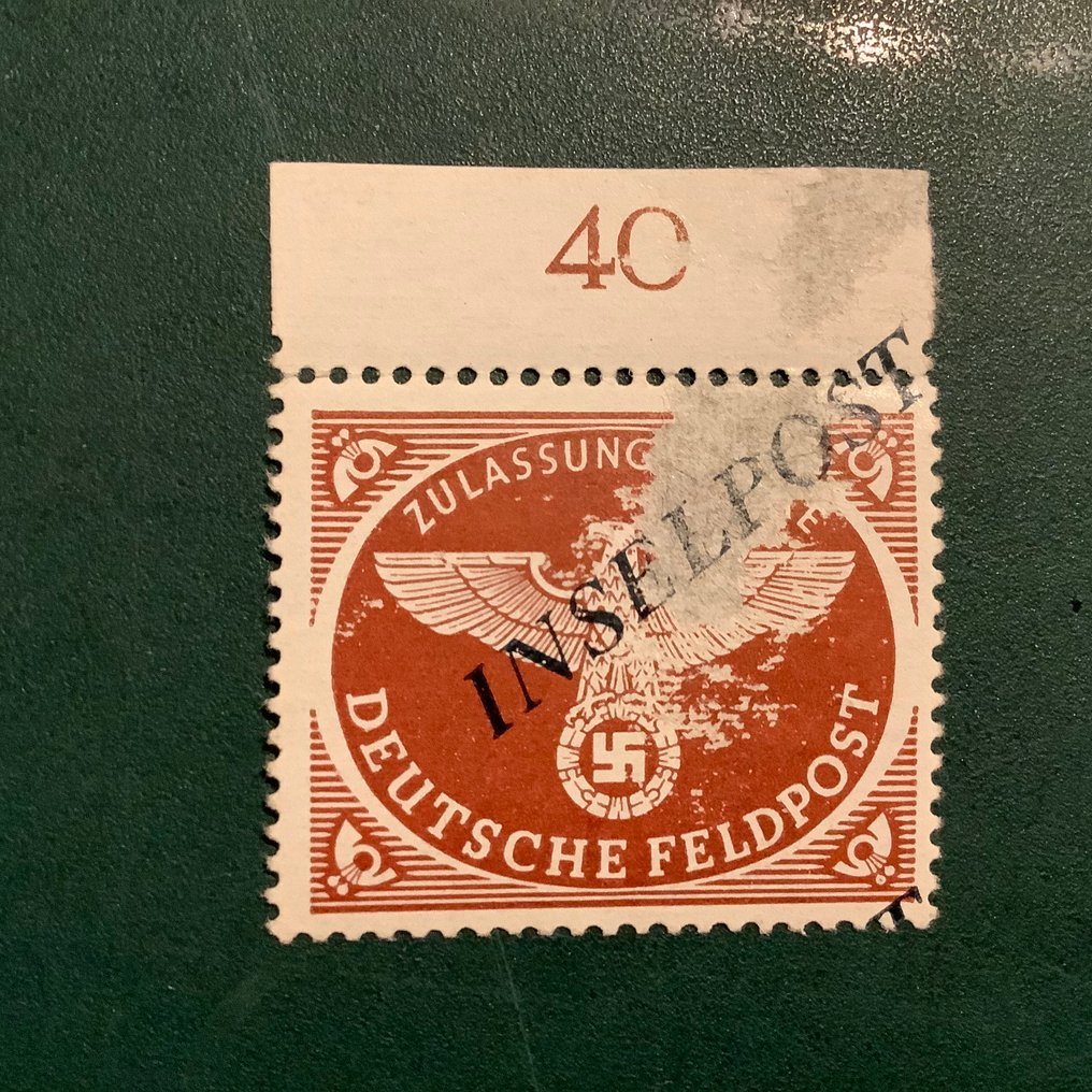 德意志帝国 1944 - 黑蓝色印刷，配有Mogler照片证书 - Michel 10 A d #3.2