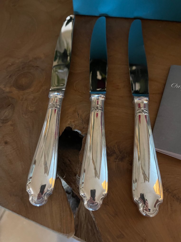 Christofle - Couteau de table - Ensemble de 6 couteaux à dîner modèle Pompadour - Métal argenté #4.3