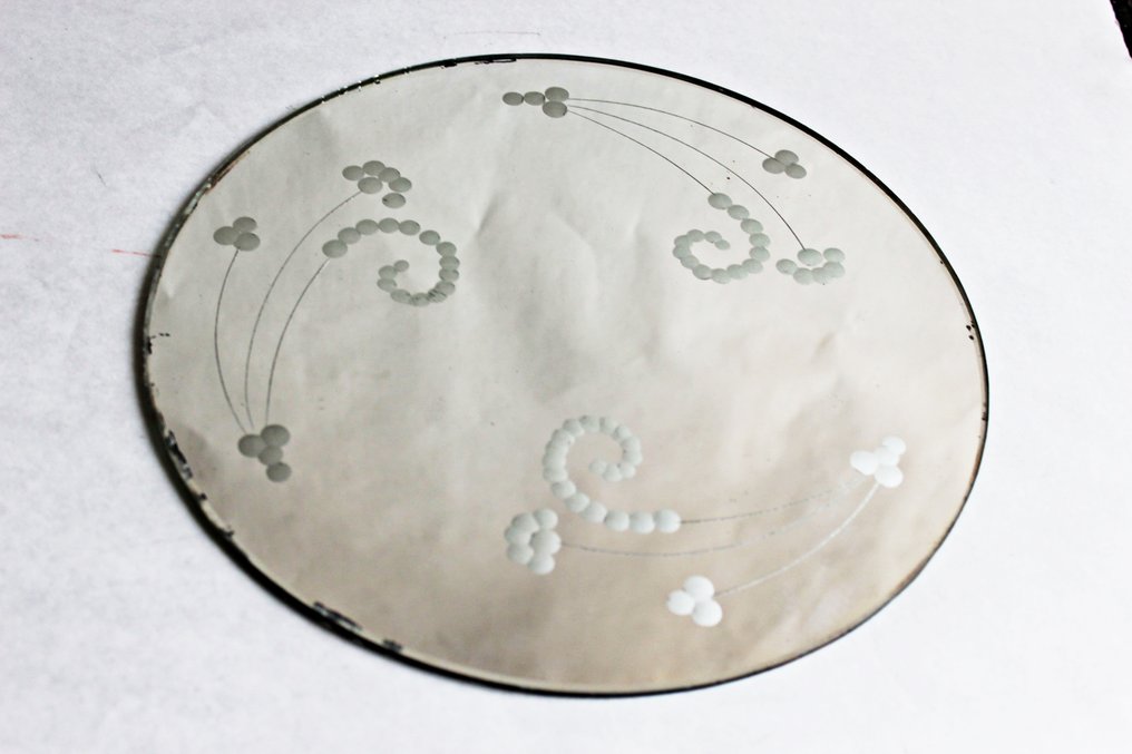 Lampebord - Messing, bronze og indgraveret krystal - Første halvdel SXX #2.1