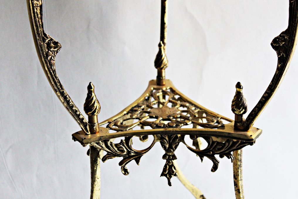 Lampebord - Messing, bronze og indgraveret krystal - Første halvdel SXX #3.2