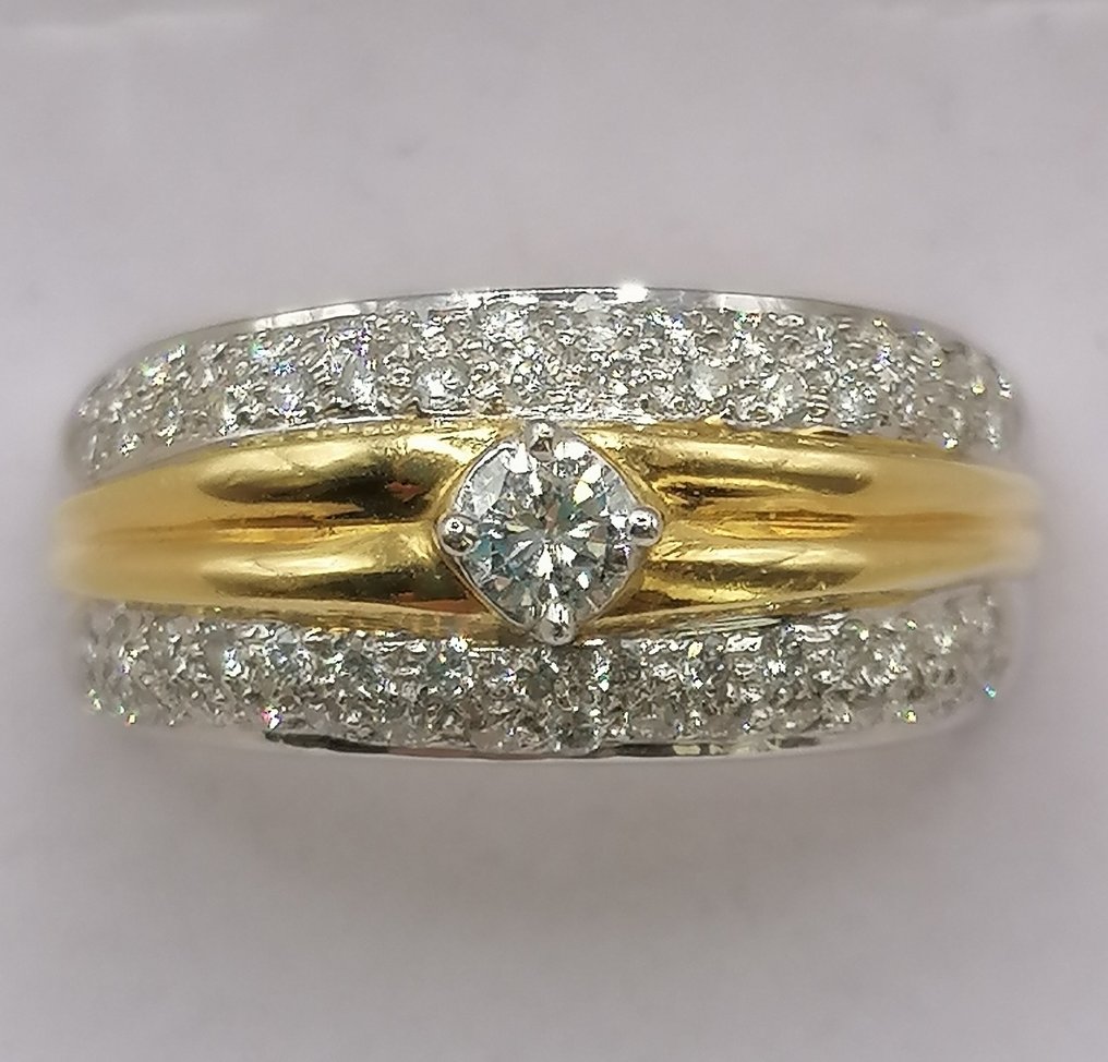 戒指 - 18 克拉 白金 -  0.75ct. tw. 鉆石 (天然)  #1.0