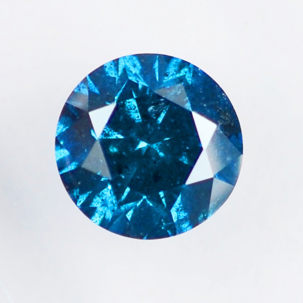 1 pcs 鑽石 (經顏色處理) - 1.05 ct - 圓形 - Fancy deep 淡綠色 藍色 - I2 - 國際寶石學院(International Gemological Institute (IGI)) #1.0