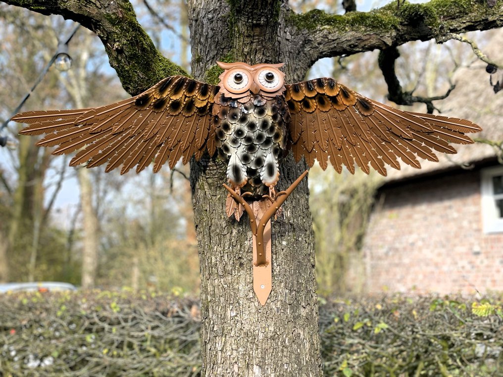 Γλυπτό, Schitterende uil - Oehoe - Spanwijdte 96 cm - 51.5 cm - Σίδερο #1.0