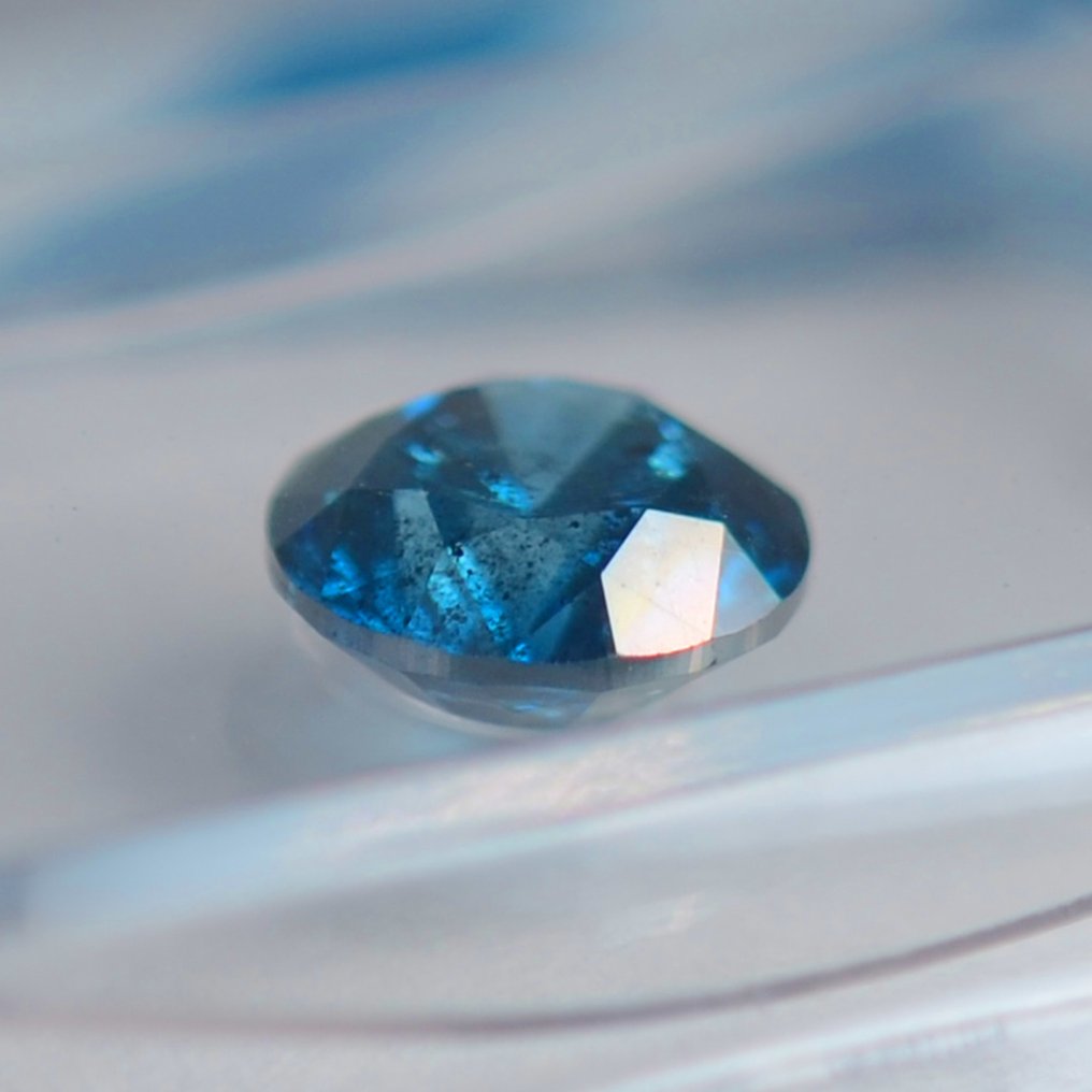 1 pcs 鑽石 (經顏色處理) - 1.05 ct - 圓形 - Fancy deep 淡綠色 藍色 - I2 - 國際寶石學院(International Gemological Institute (IGI)) #2.1