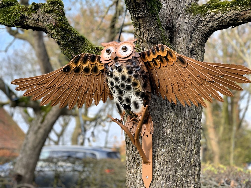 Γλυπτό, Schitterende uil - Oehoe - Spanwijdte 96 cm - 51.5 cm - Σίδερο #3.2