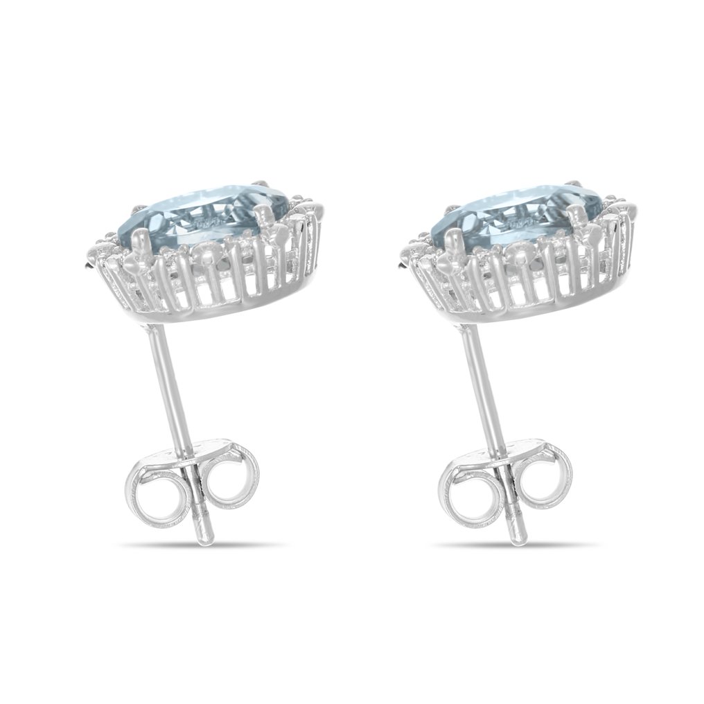 Drop fülbevaló - 18 kt. Fehér arany - 2.45ct. tw. Akvamarin - Gyémánt #2.1