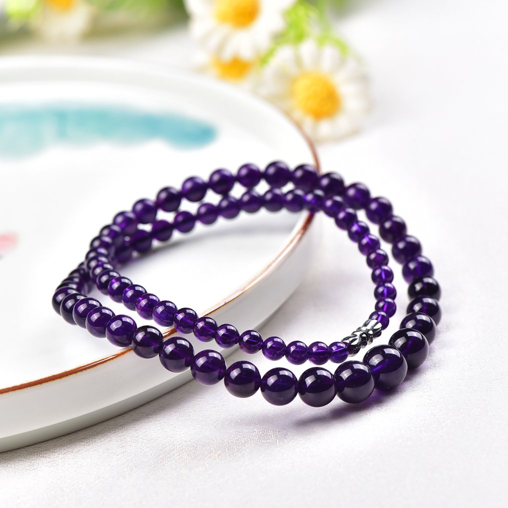 Ei varaushintaa - ALGT-sertifioitu - Luonnollinen ja eksklusiivinen ametistikaulakoru - Upeat violetit sävyt- 33.15 g #4.3