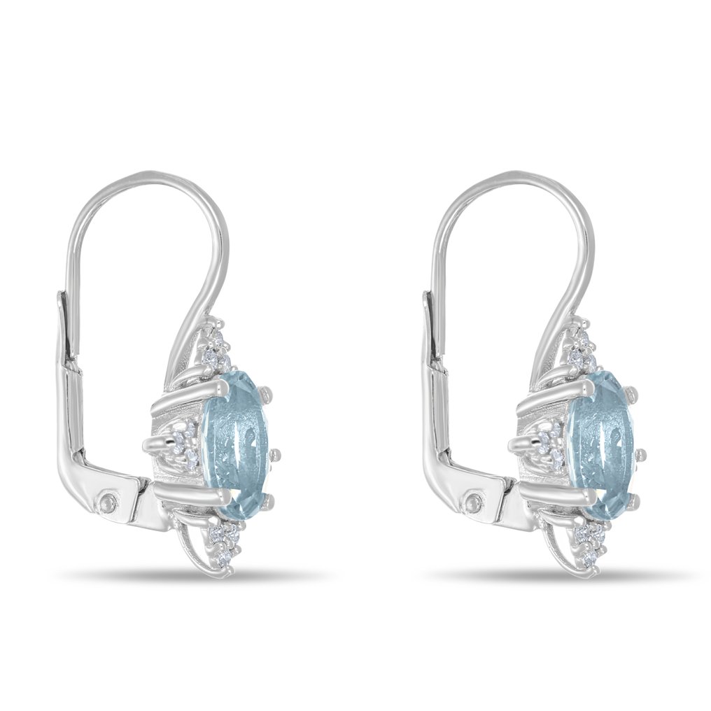 耳环 - 18K包金 白金 - 2.42ct. tw. 海蓝宝石 - 钻石 #3.2