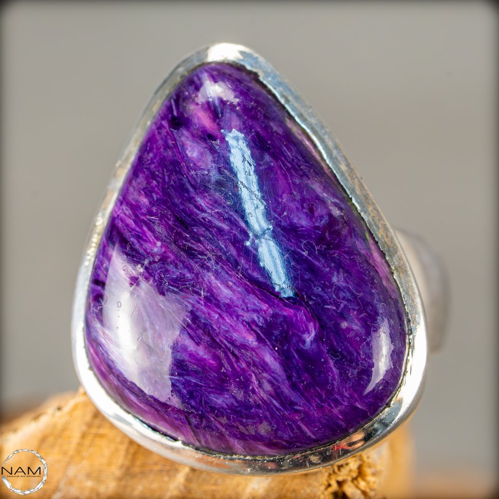 Anillo de charoita natural extremadamente raro Pendiente 66,3 quilates- 13.26 g #4.3