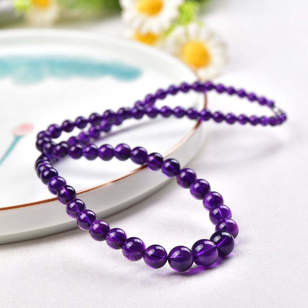 Χωρίς κράτηση - Πιστοποιημένο ALGT - Φυσικό και αποκλειστικό κολιέ από αμέθυστο - Υπέροχες μωβ αποχρώσεις- 34.57 g #3.2