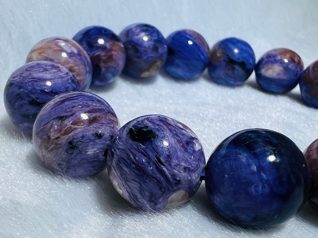 ***无底价*** 查拉石手链 - AAA++ 级别 - 稀有 天然石 - Chakra 石 - Ø 13.1mm - 16 珠 - 长度 20.5cm- 47.9 g - (1) #4.3