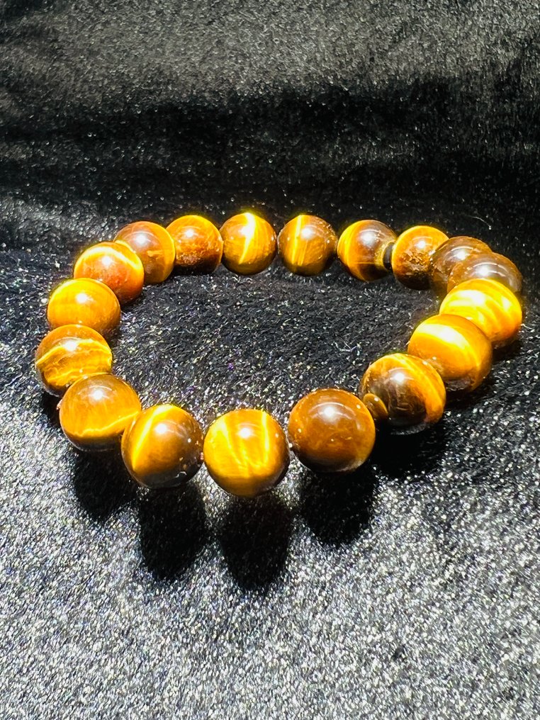 ***无底价*** 虎眼石手链 - AAA+ 级品质 - 天然石 - 轮穴石 - Ø 10.7mm - 长度19.2cm- 29.3 g - (1) #3.2