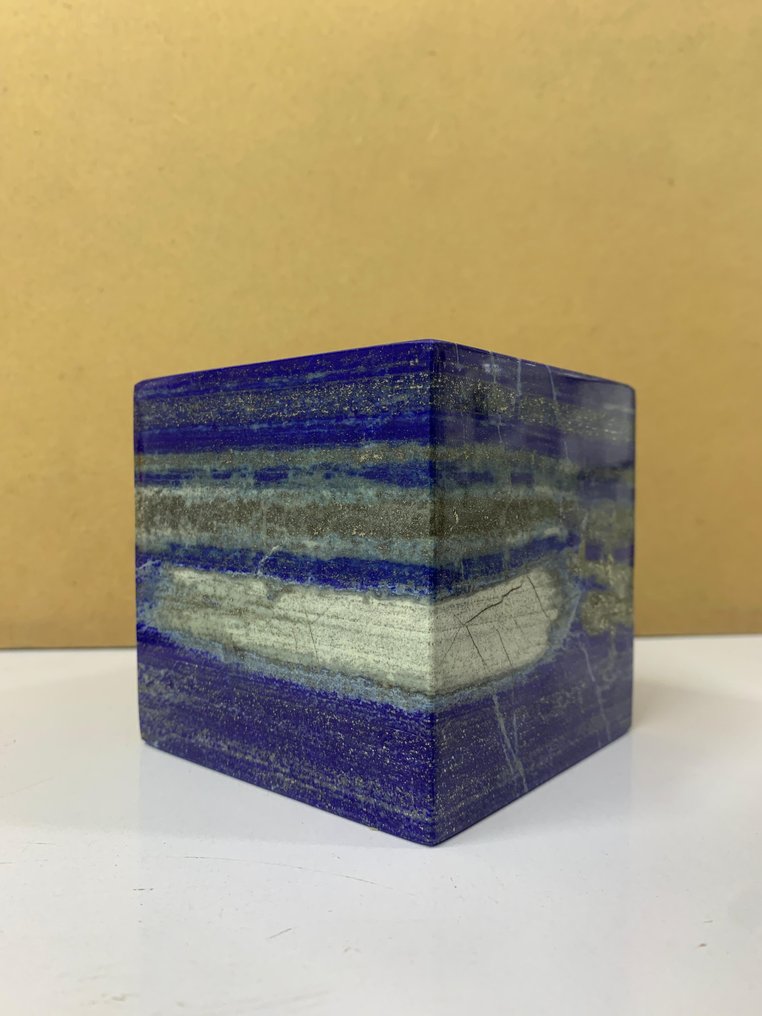 大型装饰用的蓝色青金石 立方體 - 高度: 9.3 cm - 闊度: 9.3 cm- 2450 g - (1) #3.2