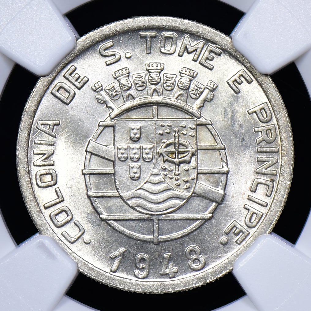 São Tomé e Príncipe (territorio portoghese). Republic. 50 centavos 1948 - NGC - MS 65 - Escassa - Free Shipping (Worldwide) #1.0