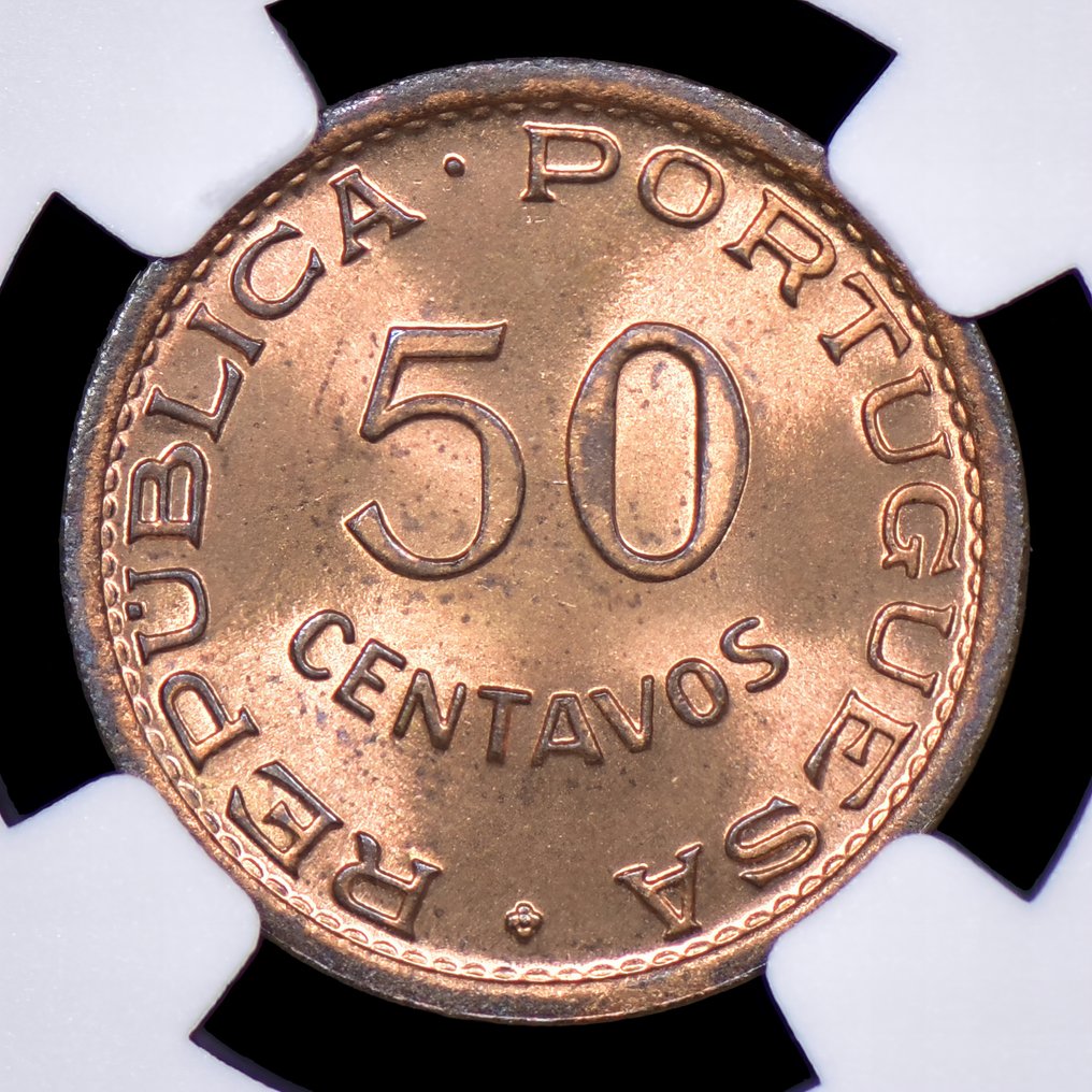 葡属安哥拉. Republic. 50 centavos 1955 - NGC - MS 64 - Escassa #1.0