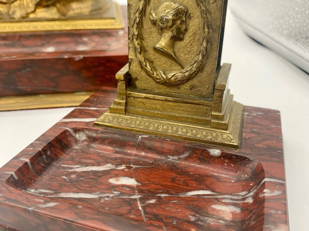 George Josef Burgstaller - Set da scrivania  (3) - Bronzo, marmo #1.0