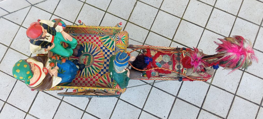 Szobor, Carretto Siciliano - 60 cm - Fa, Gipsz, Textil #3.2