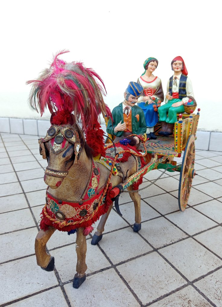 Szobor, Carretto Siciliano - 60 cm - Fa, Gipsz, Textil #1.0