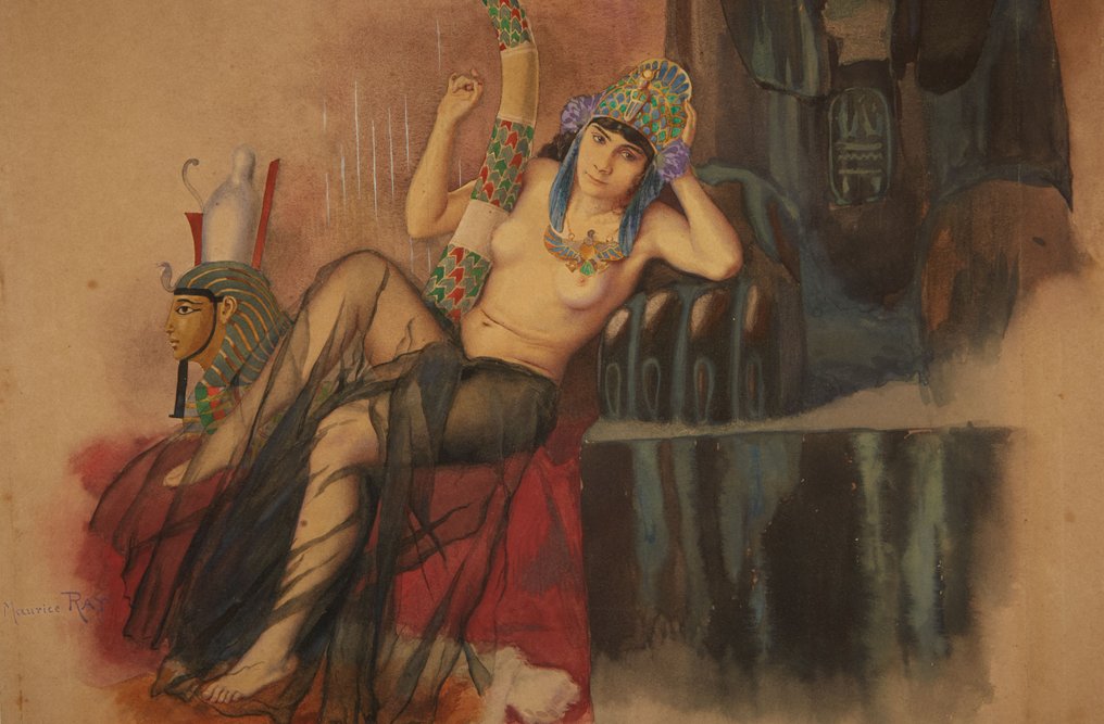 古埃及 Maurice RAY（1863-1938）埃及风 / 埃及热潮 水彩 #3.2