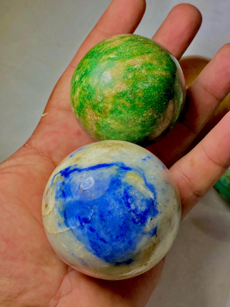 Colecție de 18 minerale diferite Sferă - Înălțime: 30 mm - Lățime: 30 mi- 3600 g - (18) #3.2