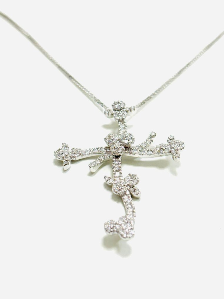 Estrò - 吊墜頸鏈 - 18 克拉 白金 - 2.50ct. tw. 鉆石 (天然) - 意大利制造 #2.1