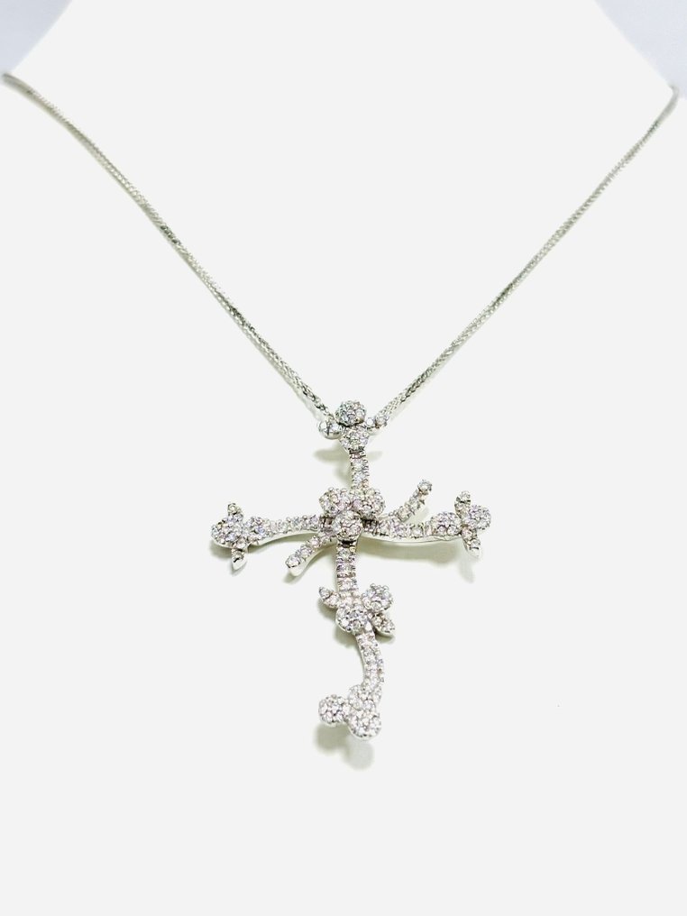 Estrò - 吊墜頸鏈 - 18 克拉 白金 - 2.50ct. tw. 鉆石 (天然) - 意大利制造 #1.0