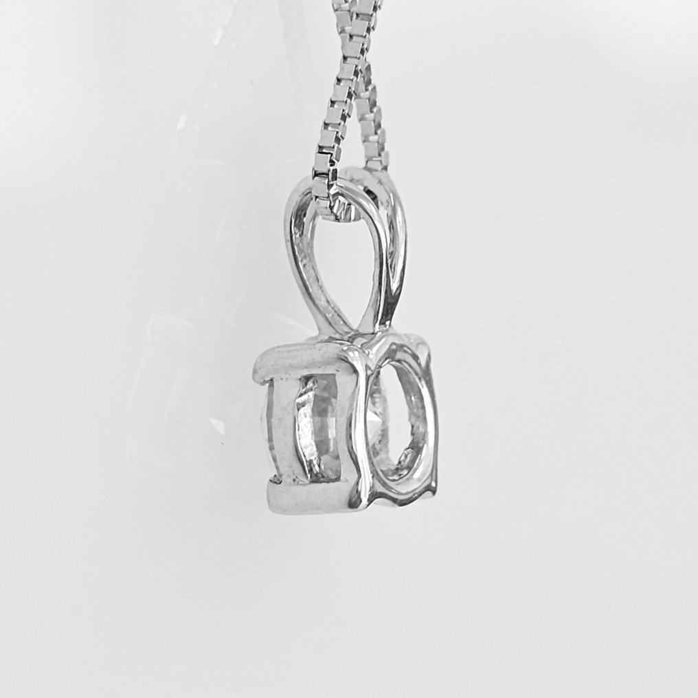 Ketting met hanger - 14 karaat Witgoud - 0.40ct. tw. Diamant (Natuurlijk) - D-E Color #1.0