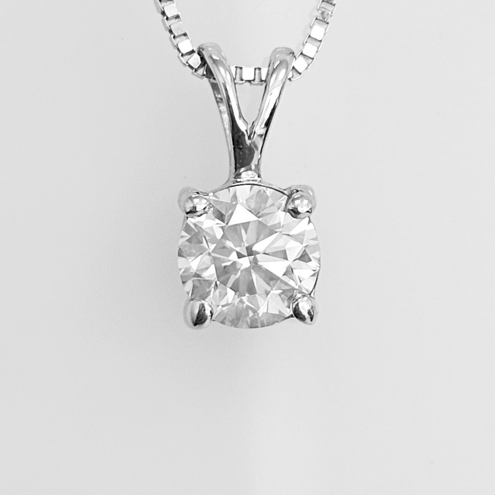 Ketting met hanger - 14 karaat Witgoud - 0.40ct. tw. Diamant (Natuurlijk) - D-E Color #1.0