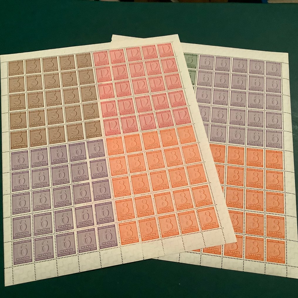 Allied Occupation - Germany (Soviet zone) 1945 - Sequence of numbers in the combination sheets. - Michel GB 5/6 #1.0